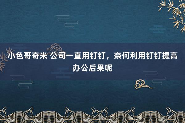 小色哥奇米 公司一直用钉钉，奈何利用钉钉提高办公后果呢