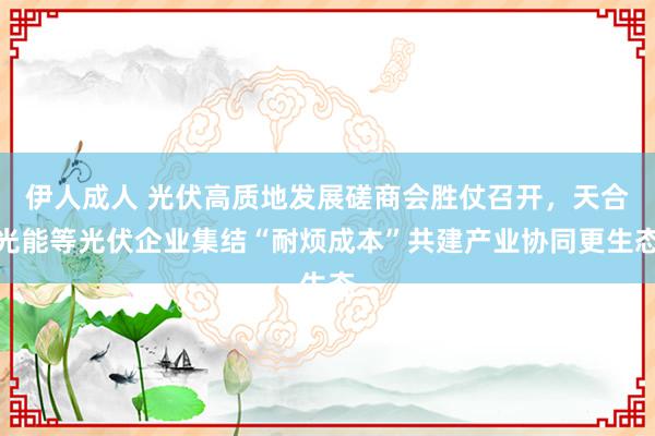 伊人成人 光伏高质地发展磋商会胜仗召开，天合光能等光伏企业集结“耐烦成本”共建产业协同更生态