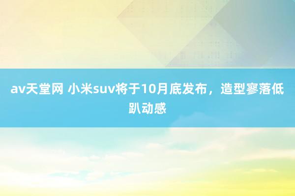 av天堂网 小米suv将于10月底发布，造型寥落低趴动感